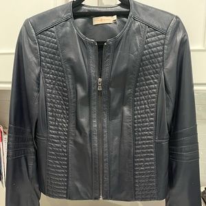 Tory Burch Lambskin leather Jacket- NAVY